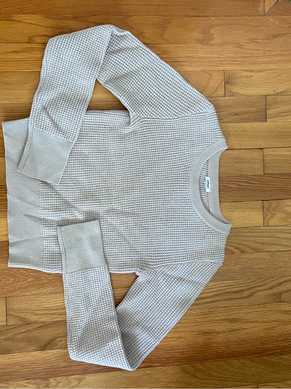 Garage Beige Waffle Knit Crewneck Sweater
